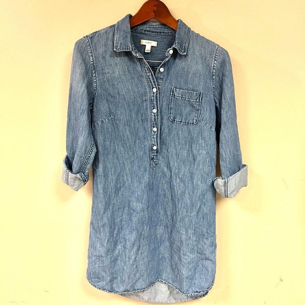 J Crew linen/cotton blend jean shirt dress size 4